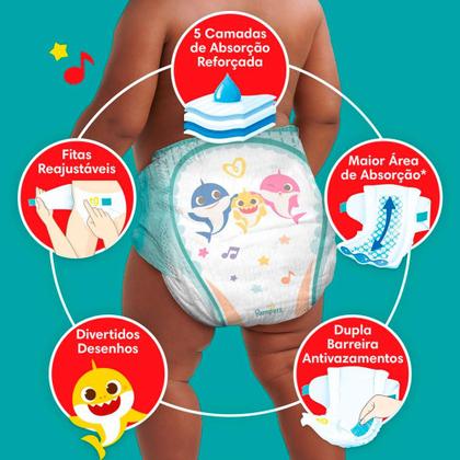 Imagem de Fralda Pampers Supersequinha Tamanho XXG 66 Unidades Descartáveis Leve+ Por -