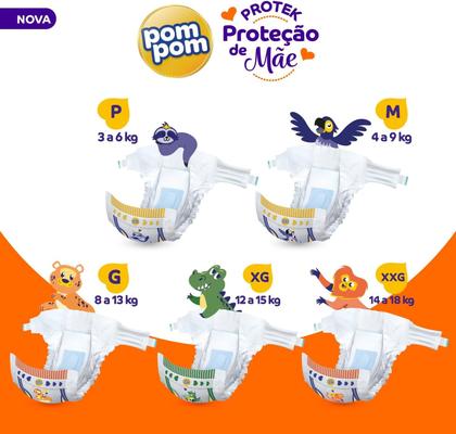 Imagem de Fralda Pom Pom Protek Amor de Mãe Hiper M 86un