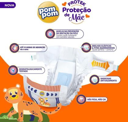 Imagem de Fralda Pom Pom Protek Amor de Mãe Hiper M 86un