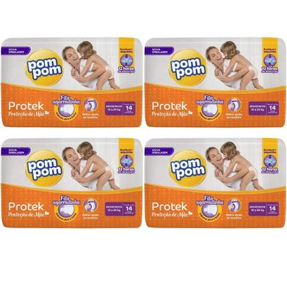 Imagem de Fralda Pom Pom Protek Grandinhos 1 Pacote c/ 14 unidades
