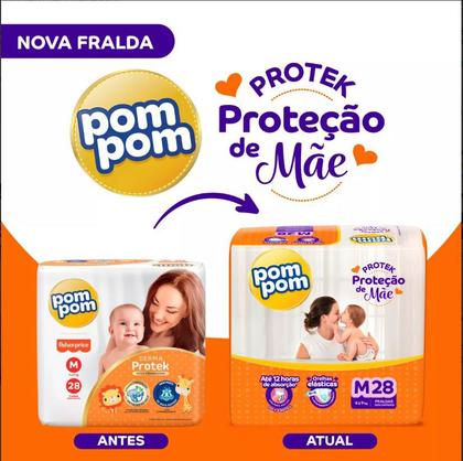 Imagem de Fralda Pom Pom Protek M com 28 unidades - 4 a 9 kg