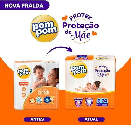 Imagem de Fralda Pom Pom Protek Proteção de Mãe Jumbo G com 24 Unidades
