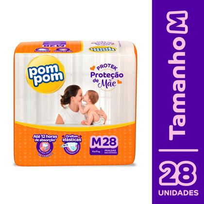 Imagem de Fralda Pom Pom Protek Proteção de Mãe Jumbo M com 28un