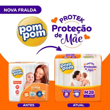 Imagem de Fralda Pom Pom Protek Proteção de Mãe Jumbo M com 28un