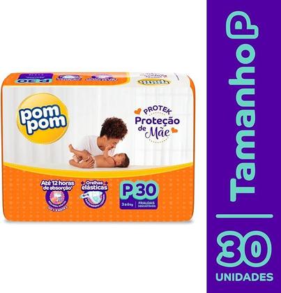 Imagem de Fralda Pom Pom Protek Proteção de Mãe Jumbo P com 30 Unidades
