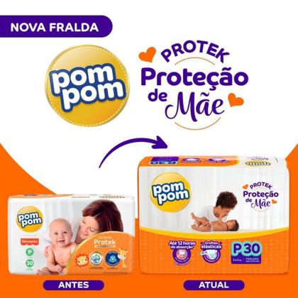 Imagem de Fralda Pom Pom Protek Proteção de Mãe Jumbo - Tamanho P - 30 Unidades