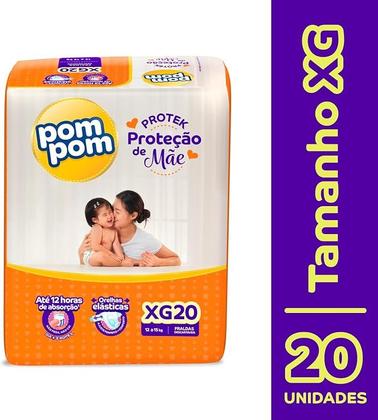 Imagem de Fralda Pom Pom Protek Proteção de Mãe Jumbo xg com 20 Unidades
