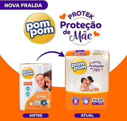 Imagem de Fralda Pom Pom Protek Proteção de Mãe Jumbo xg com 20 Unidades