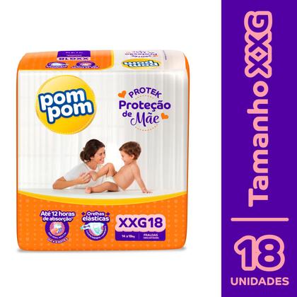 Imagem de Fralda Pom Pom Protek Proteção de Mãe Jumbo XXG com 18un