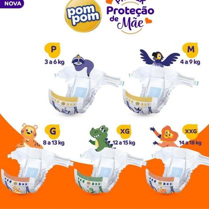 Imagem de Fralda Pom Pom Protek Proteção De Mãe RN 18 Unidades