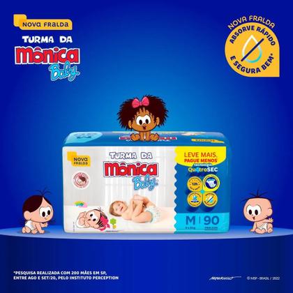 Imagem de Fralda Turma da Mônica Baby Até 12h de Proteção M 90 Unidades