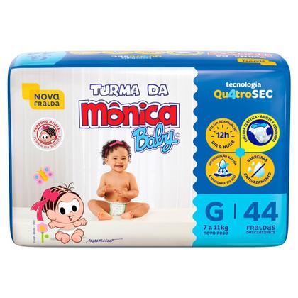 Imagem de Fralda Turma da Mônica Baby Mega Tamanho G 44 Unidades Descartáveis