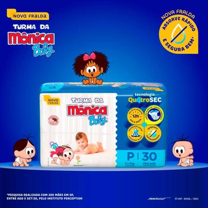 Imagem de Fralda Turma da Mônica Baby Mega Tamanho P 30 Unidades Descartáveis