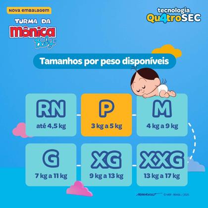 Imagem de Fralda Turma da Mônica Baby Tam. P 3 a 5kg