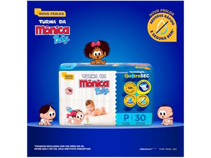 Fralda Turma da Mônica Baby Tam. P 3 a 5kg - 30 Unidades Imagem de Fralda Turma da Mônica Baby Tam. P 3 a 5kg