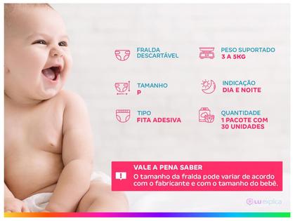 Fralda Turma da Mônica Baby Tam. P 3 a 5kg - 30 Unidades Imagem de Fralda Turma da Mônica Baby Tam. P 3 a 5kg