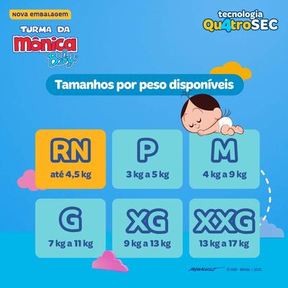Imagem de Fralda Turma da Mônica Baby Tam. RN até 4,5kg