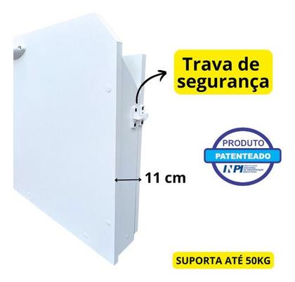 Imagem de Fraldário Fixo Parede Retrátil Trocador Fraldas Bebês Berçário Compacto Versátil Branco MDF Madeira