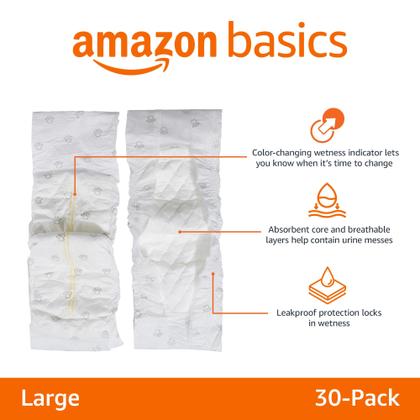 Imagem de Fraldas descartáveis para cães machos Amazon Basics Large, pacote com 30