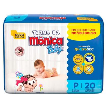 Imagem de Fraldas Turma da Mônica Baby Jumbinho Tamanho P - 3 Pacotes Com 20 Fraldas Descartáveis Cada