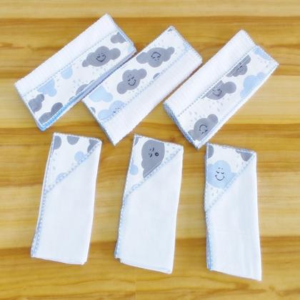 Imagem de Fraldinhas de Boca e Ombro Bebê Kit Combo Enxoval de Maternidade com 6 Unidades