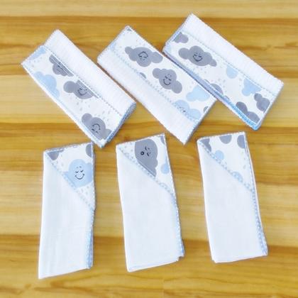 Imagem de Fraldinhas de Boca e Ombro Bebê Kit Combo Enxoval de Maternidade com 6 Unidades