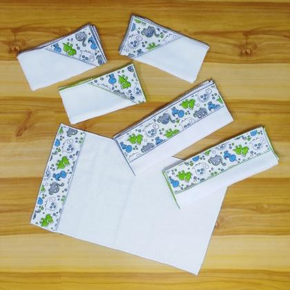 Imagem de Fraldinhas de Boca e Ombro Bebê Kit Combo Enxoval de Maternidade com 6 Unidades