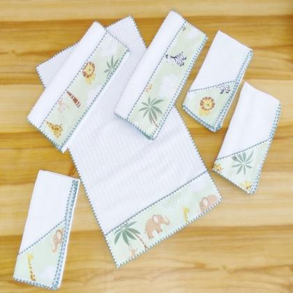 Imagem de Fraldinhas de Boca e Ombro Bebê Kit Combo Enxoval de Maternidade com 6 Unidades