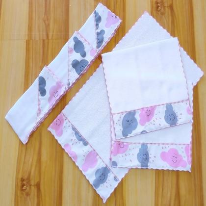 Imagem de Fraldinhas de Boca e Ombro Bebê Kit Combo Enxoval de Maternidade com 6 Unidades