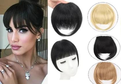 Imagem de Franja aplique tic tac cabelo orgânico idêntico o humano - Preto