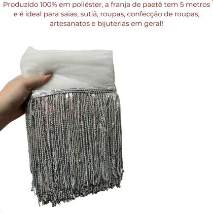 Imagem de Franja de paete com organza 20cm em poliester com 4,5 metros