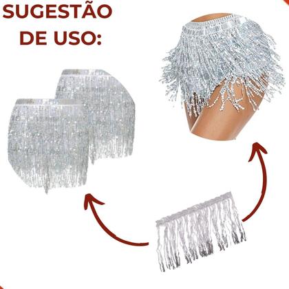 Imagem de Franja de paete com organza 20cm em poliester com 4,5 metros