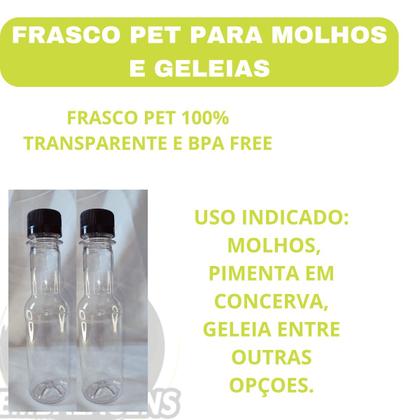 Imagem de Frasco 150ml Transparente Cristal com Tampa de rosca  Kit com 50 Unidades para Molhos Pimentas