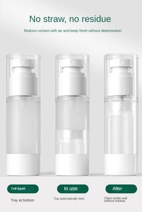 Imagem de Frasco Airless Pump 30ml Tubo Transparente Porta Maquiagem Cosméticos Serum Facial Viagem 30g