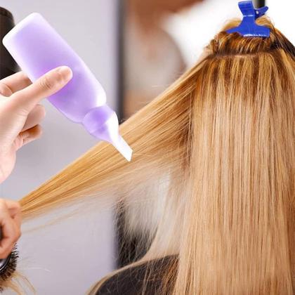 Imagem de Frasco Aplicador Tinta Cabelo Com Pente Ideal Para Raiz Fácil de Usar Em Casa ou Salão Sem Sujeira Com Medida