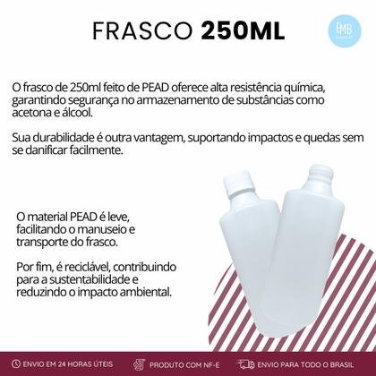 Imagem de Frasco Branco De Plastico Frisado Com Tampa Rosca 250ml 10u