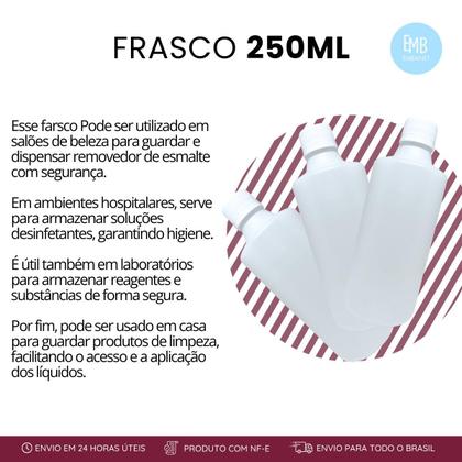 Imagem de Frasco Branco De Plastico Frisado Com Tampa Rosca 250ml 10u