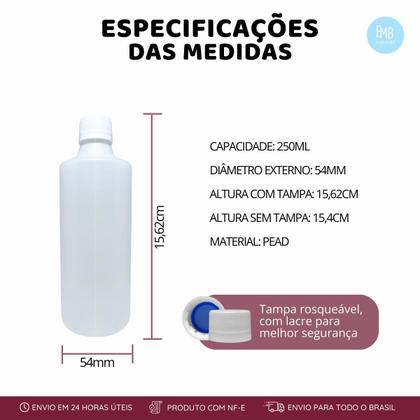 Imagem de Frasco Branco De Plastico Frisado Com Tampa Rosca 250ml 10u