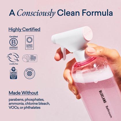 Imagem de Frasco de spray de limpeza de banheiro BLUELAND com 4 comprimidos de recarga