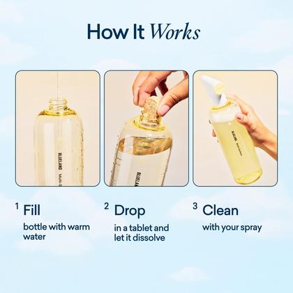 Imagem de Frasco de spray de limpeza de banheiro BLUELAND com 4 comprimidos de recarga