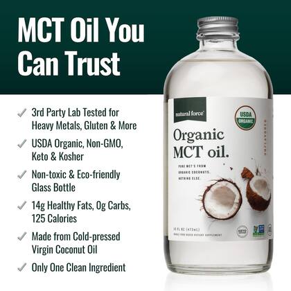 Imagem de Frasco de vidro MCT Oil Natural Force 100% Virgin Coconut 473ml