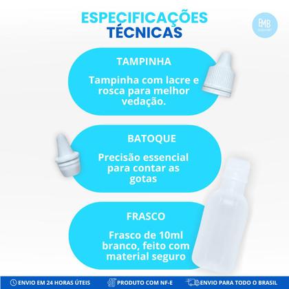 Imagem de Frasco Plástico 10ml Conta Gotas Tampa Com Lacre Premium 5und