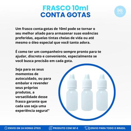 Imagem de Frasco Plástico 10ml Conta Gotas Tampa Com Lacre Premium 5und