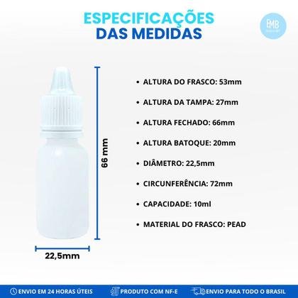 Imagem de Frasco Plástico 10ml Conta Gotas Tampa Com Lacre Premium 5und