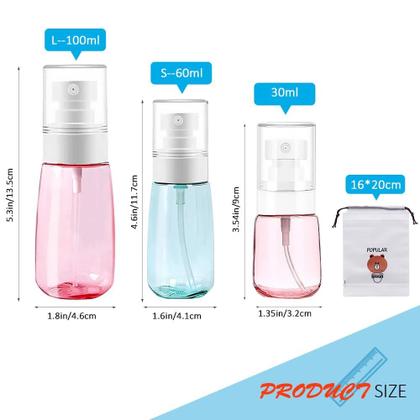 Imagem de Frascos de Spray AMORIX - 6 Unidades de 100ml Recarregáveis com Bolsa de Viagem