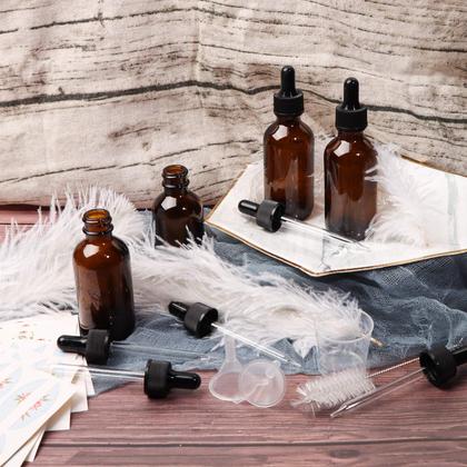 Imagem de Frascos de vidro âmbar de 30 ml com conta-gotas para óleos essenciais, pacote com 24