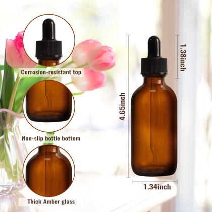 Imagem de Frascos de vidro âmbar de 30 ml com conta-gotas para óleos essenciais, pacote com 24