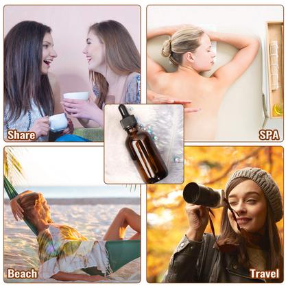 Imagem de Frascos de vidro âmbar de 30 ml com conta-gotas para óleos essenciais, pacote com 24