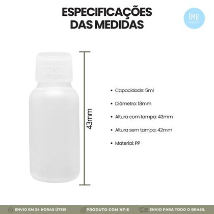 Imagem de Frasquinho Para Trabalho Escolar 5ml Com Tampa Rosca 25u