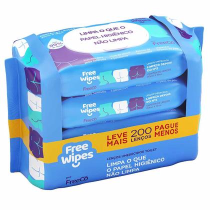 Imagem de Free Wipes Lenços Umedecidos Toilet Kit com 4 Unidades